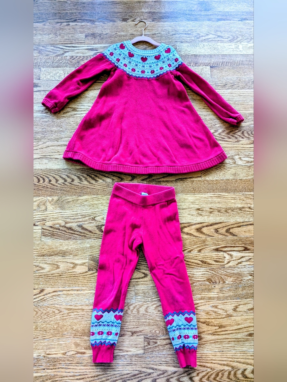 Hanna Andersson 5T Knit Sweater Dress & Matching Sweater Leggings ❤️ Fair Isle